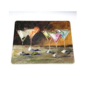 Martini Glass Bar Kitchen Glass Cutting Board 15" x 11.5"